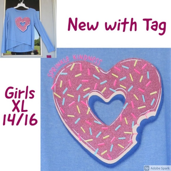 Relisted SO Sprinkle Kindness cozy glitter graphic top girls XL 14 / 16 - Picture 11 of 17